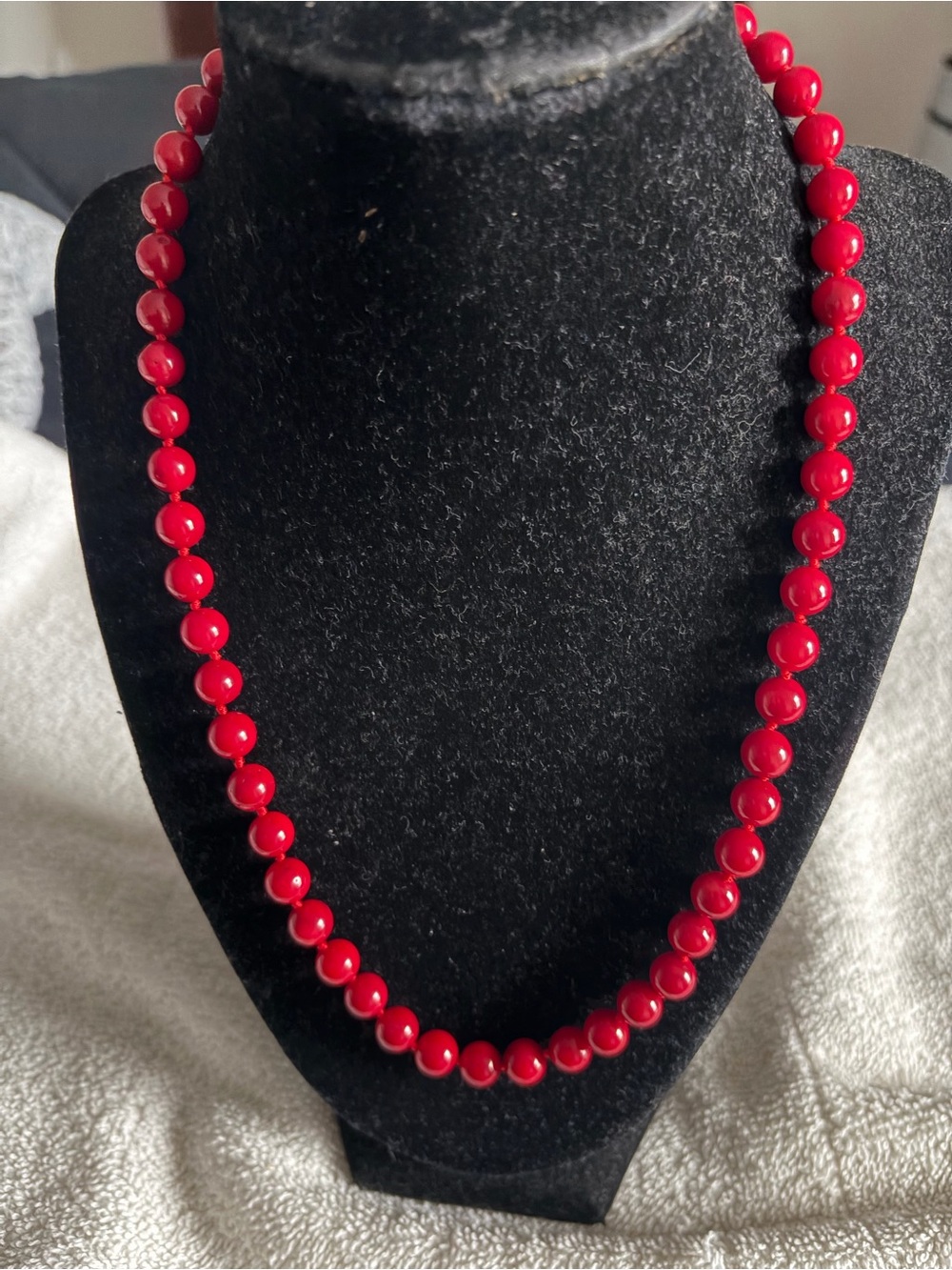 Classic Red Beaded Bamboo Sterling Silver Necklace - Elegant Women's Jewelry